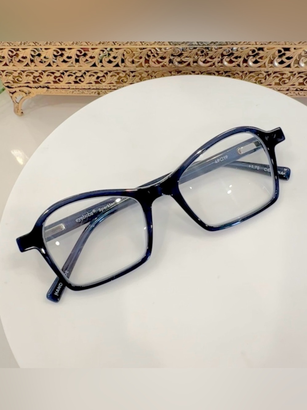 Eyebobs Sparkler Deep Blue Transparent Reading Glasses/Eyeglasses VGUC +1.75